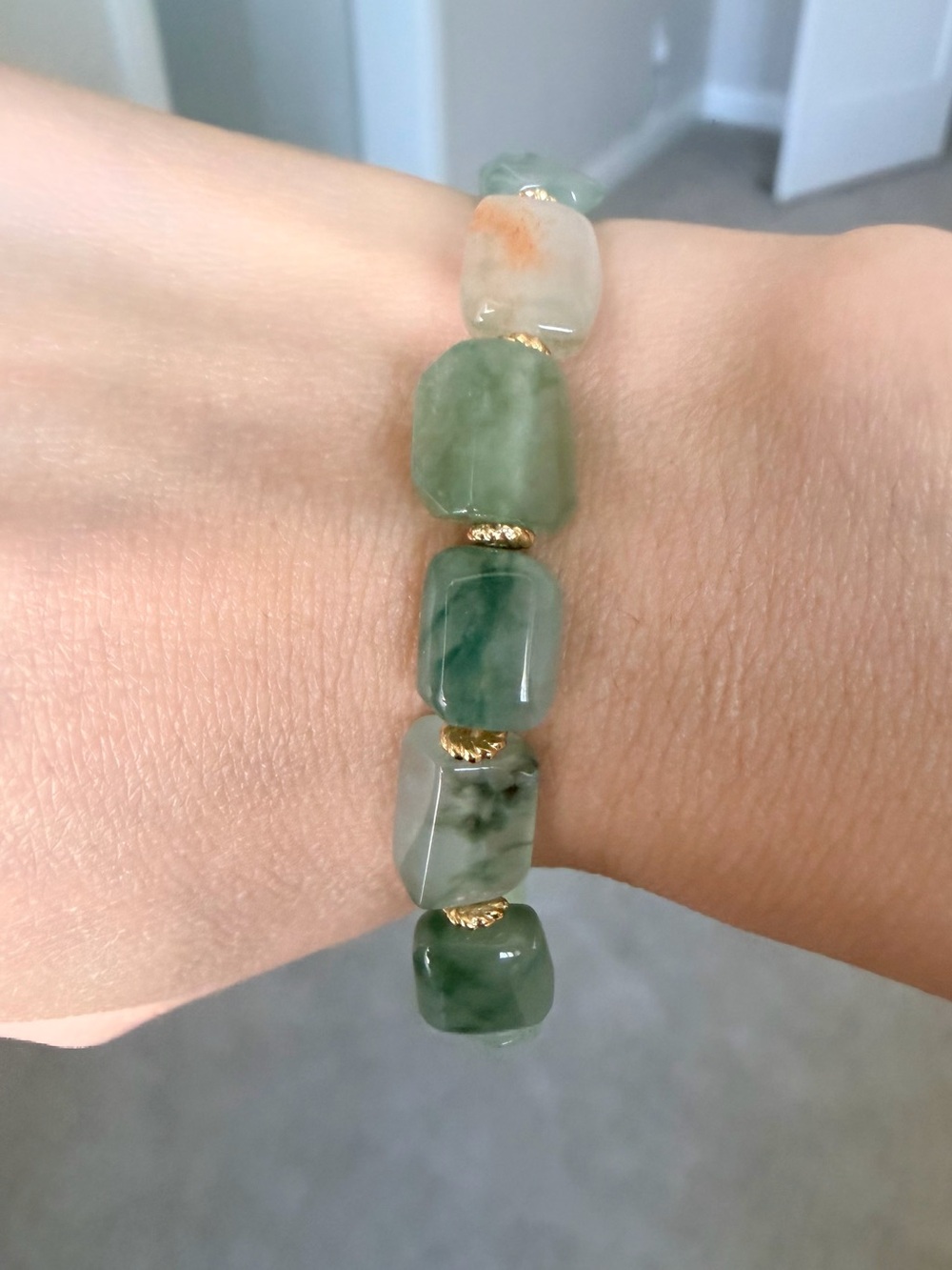 Natural Grade A Icy Multi-Color Burmese Jadeite Freeform Bead Bracelet